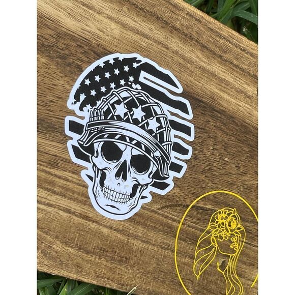 Patriotic Skeleton Skull Sticker Pack Of 3 - Picture 3 of 4